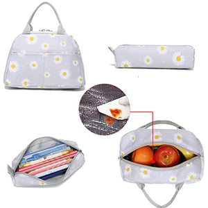 Sunborls Backpack for Girls Teen Girls Bookbag Lightweight High-Capacity School Gifts for Girls Lovely Small Daisy Flower 3pcs(GREY) BTS