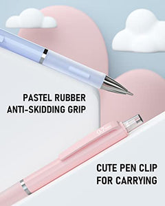Nicpro 6 PCS Pastel Mechanical Pencil 0.5 & 0.7 mm for School, with 12 tubes HB Lead Refills, 3 Erasers, 9 Eraser Refills For Student Writing,Drawing,Sketching, Blue & Pink & Violet Colors - With Case BTC