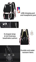Load image into Gallery viewer, JiaYou Teenage Girls&#39; Backpack Middle School Students Bookbag Outdoor Daypack with USB Charge Port (21 Liters, Black Pink) BTS
