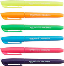 Load image into Gallery viewer, Amazon Basics Chisel Tip, Fluorescent Ink Highlighters, Assorted Colors - Pack of 12 BTC
