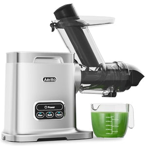Aeitto Cold Press Juicer Machines, 3.6 Inch Wide Chute, Large Capacity, High Juice Yield, 2 Masticating Juicer Modes, Easy to Clean Slow Juicer for Vegetable and Fruit (Sliver) JUC
