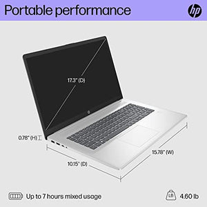 HP 17 inch Laptop, HD+ Display, 12th Generation Intel Core i5-1235U, 8 GB RAM, 512 GB SSD, Intel Iris Xe Graphics, Windows 11 Home, 17-cn2099nr (2023)
