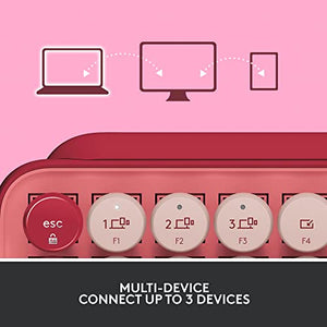 Logitech POP Mechanical Wireless Keyboard with Customizable Emoji Keys, Durable Compact Design, Bluetooth or USB Connectivity, Multi-Device, OS Compatible - Heartbreaker Rose BTC
