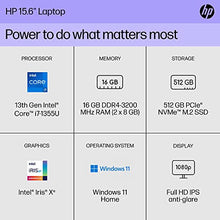 Load image into Gallery viewer, HP 15.6 inch Laptop PC, Processor: 13th Generation Intel® Core™ i7, Graphics: Intel® Iris® Xe Graphicsc, 16 GB DDR4-3200 MHz RAM, 512GB SSD (Silver, 15-fd0099nr)
