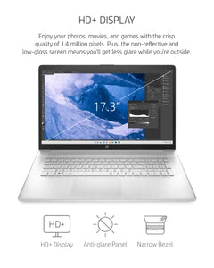 HP 17-inch Laptop, 11th Generation Intel Core i5-1135G7, Iris Xe Graphics, 8 GB RAM, 256 GB SSD, Windows 11 Home (17-cn0025nr,Natural Silver) BTC