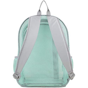 Eastsport Active Mesh Backpack See Through Semi Transparent with Adjustable Straps for Work, Travel, Security, Swimming and Beach - Blue Mint/Grey BTS
