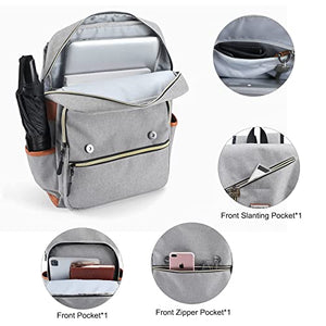 Mecrowd Vintage Laptop Backpack with USB Charging Port, Backpack for College Fits up to 15.6 Inch Laptop Computer Backpack Casual Rucksack for Men Women (Gray)BTC