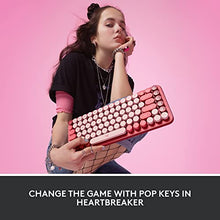 Load image into Gallery viewer, Logitech POP Mechanical Wireless Keyboard with Customizable Emoji Keys, Durable Compact Design, Bluetooth or USB Connectivity, Multi-Device, OS Compatible - Heartbreaker Rose BTC
