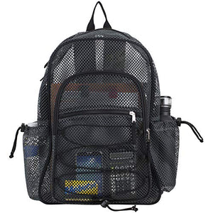 Eastsport XL Semi-Transparent Mesh Backpack with Comfort Padded Straps and Adjustable Bungee for Work, Sports, Beach, College and Security - Grey w/Army Camo BTS
