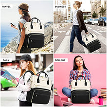 Load image into Gallery viewer, LOVEVOOK Laptop Backpack for Women Fashion Business Computer Backpacks Travel Bags Purse Doctor Nurse Work Backpack with USB Port, Fits 15.6-Inch Laptop Beige-Black BTC
