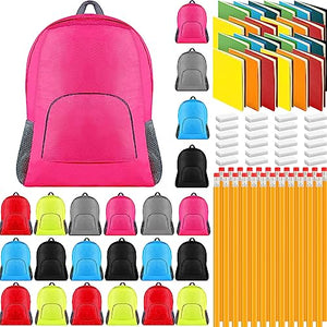 Amylove 24 Sets School Supply Kit School Bundles Back to School Supplies Includes Bag Notebooks Pencils Eraser for Kids Students School Classroom Home Charity BTS