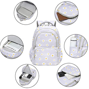 Sunborls Backpack for Girls Teen Girls Bookbag Lightweight High-Capacity School Gifts for Girls Lovely Small Daisy Flower 3pcs(GREY) BTS