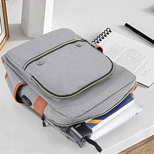 Mecrowd Vintage Laptop Backpack with USB Charging Port, Backpack for College Fits up to 15.6 Inch Laptop Computer Backpack Casual Rucksack for Men Women (Gray)BTC