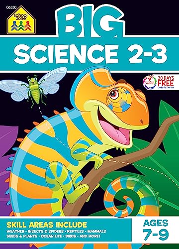 School Zone - Big Science Workbook - 320 Pages, Ages 7 to 9, 2nd Grade, 3rd Grade, Weather, Seeds, Plants, Insects, Mammals, Ocean Life, Birds, and More (School Zone Big Workbook Series) BKS