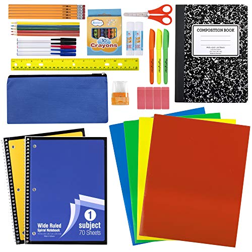 Mega Back to School Supply Kit Bundle - Over 90+ Items for All Grades -  Wide Ruled