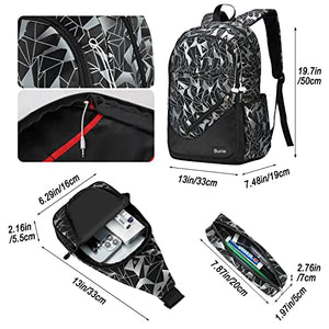 bunie School Backpack for Boys Large Bookbag Boys Backpacks Elementary Middle High School Bags Kids Cool Back Pack Children 7 8 9 10 11 12 13 14 15 16 Years Old (Black) BTS