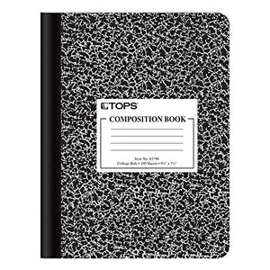 Oxford Composition Note books, College Ruled Paper, 9-3/4" x 7-1/2", Black Marble Covers, 100 Sheets, 12 per Pack (63796) BTC